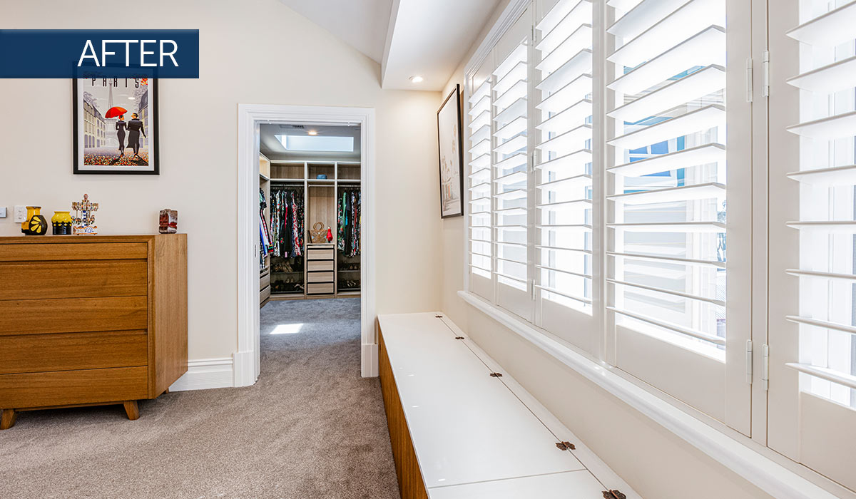 Photo of master bedroom nook inside second storey addition in Mt Lawley - renovated by Nexus Homes Group