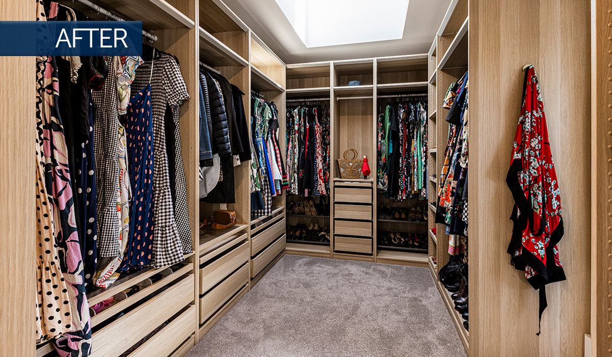 Photo of walk-in robe entrance inside second storey addition in Mt Lawley - renovated by Nexus Homes Group